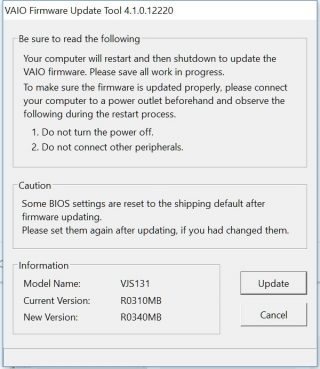 VAIO Firmware Update